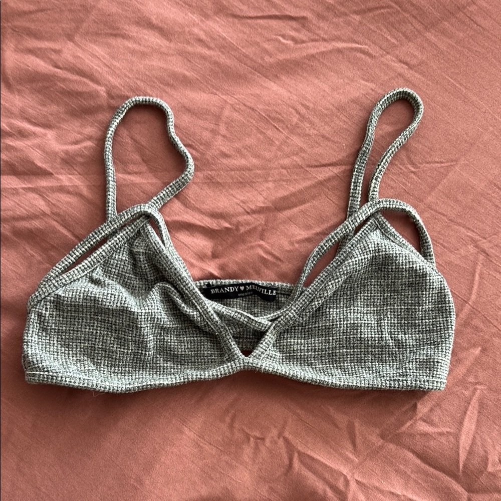 Brandy Melville Gray Velvet Triangle Bralette